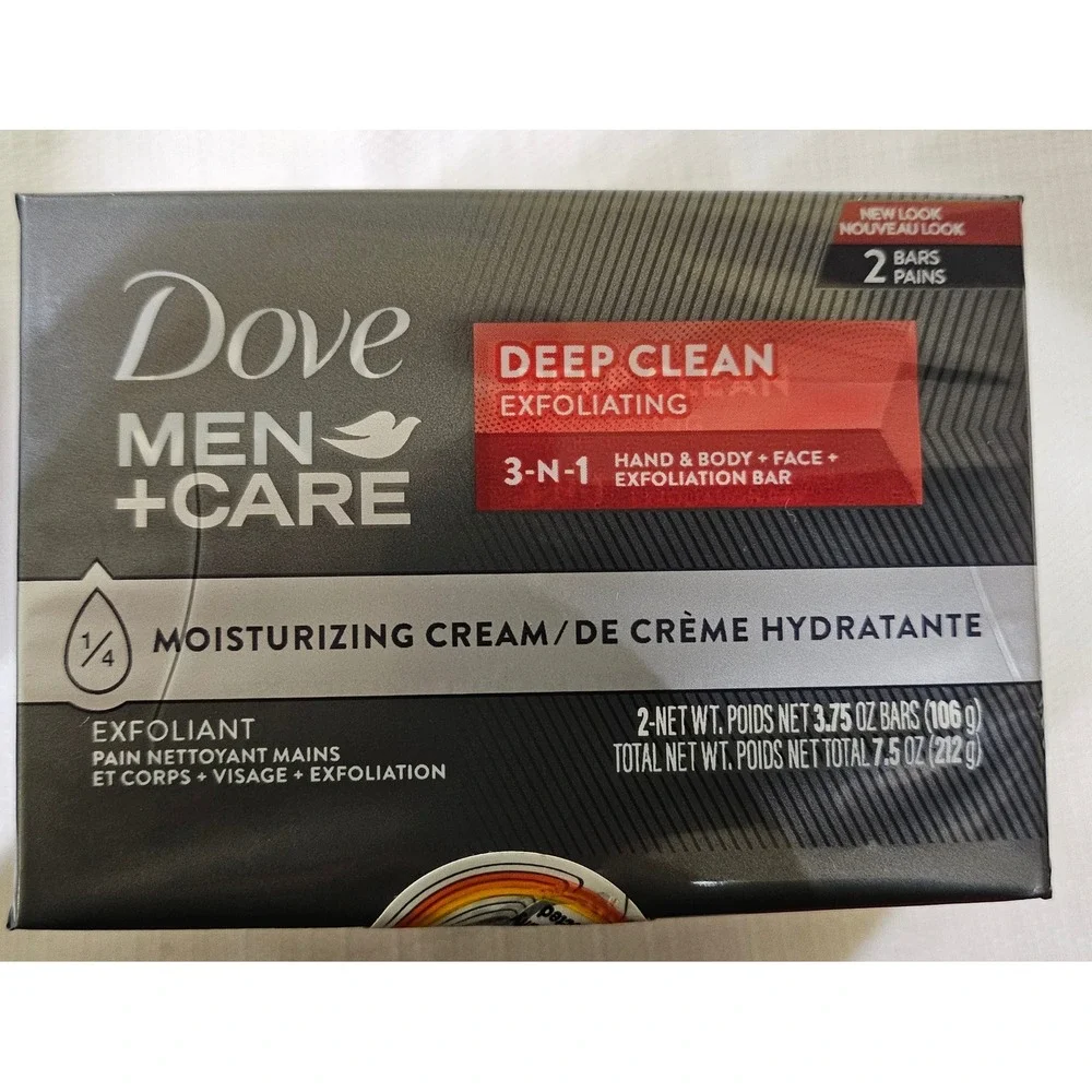 Dove Men Care Deep Clean Exfoliating 3-in-1‎ Bar Soap 2 Pack 7.5 oz Lot of 3